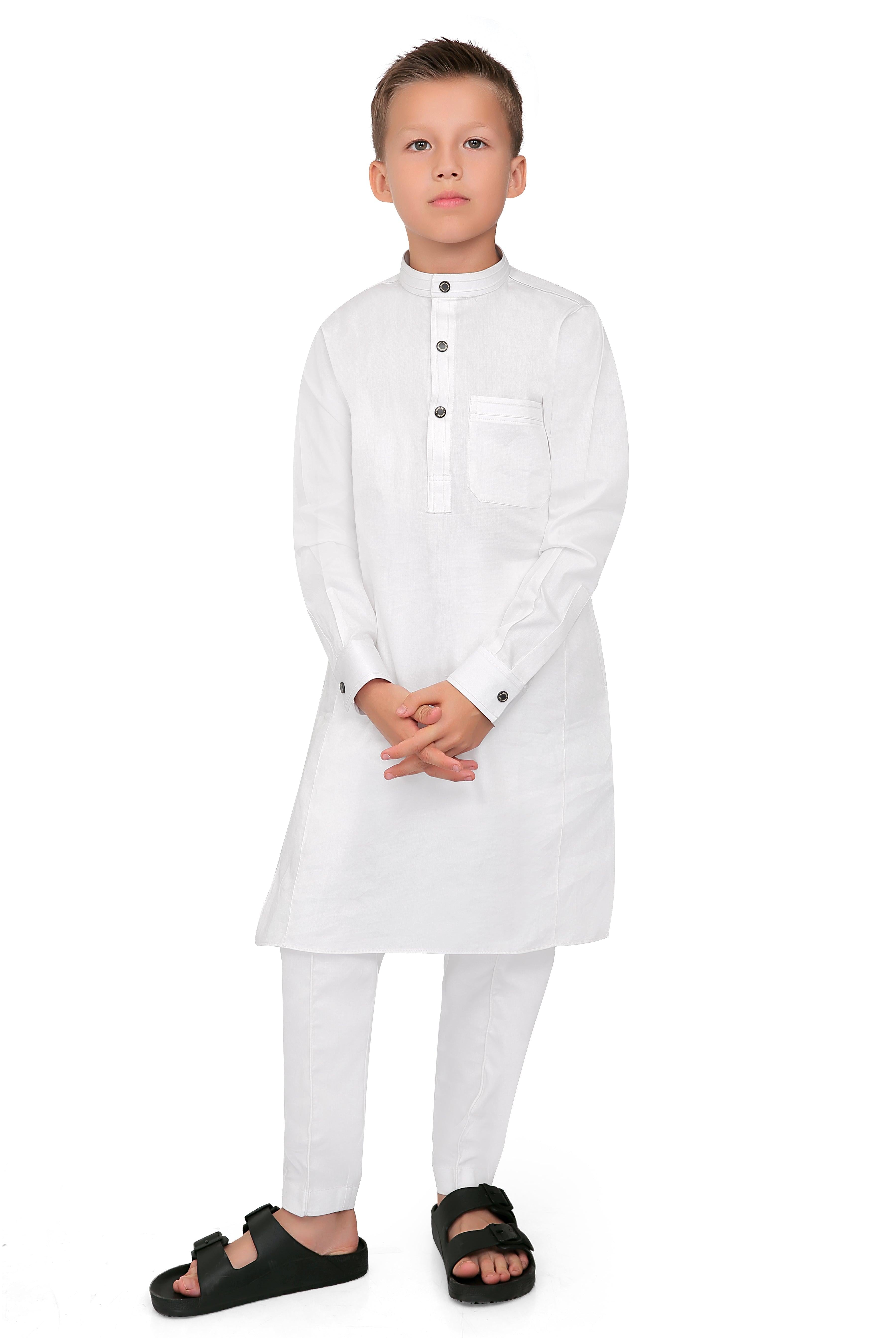 Terfi White Kali Kurta for Boys - Mashroo