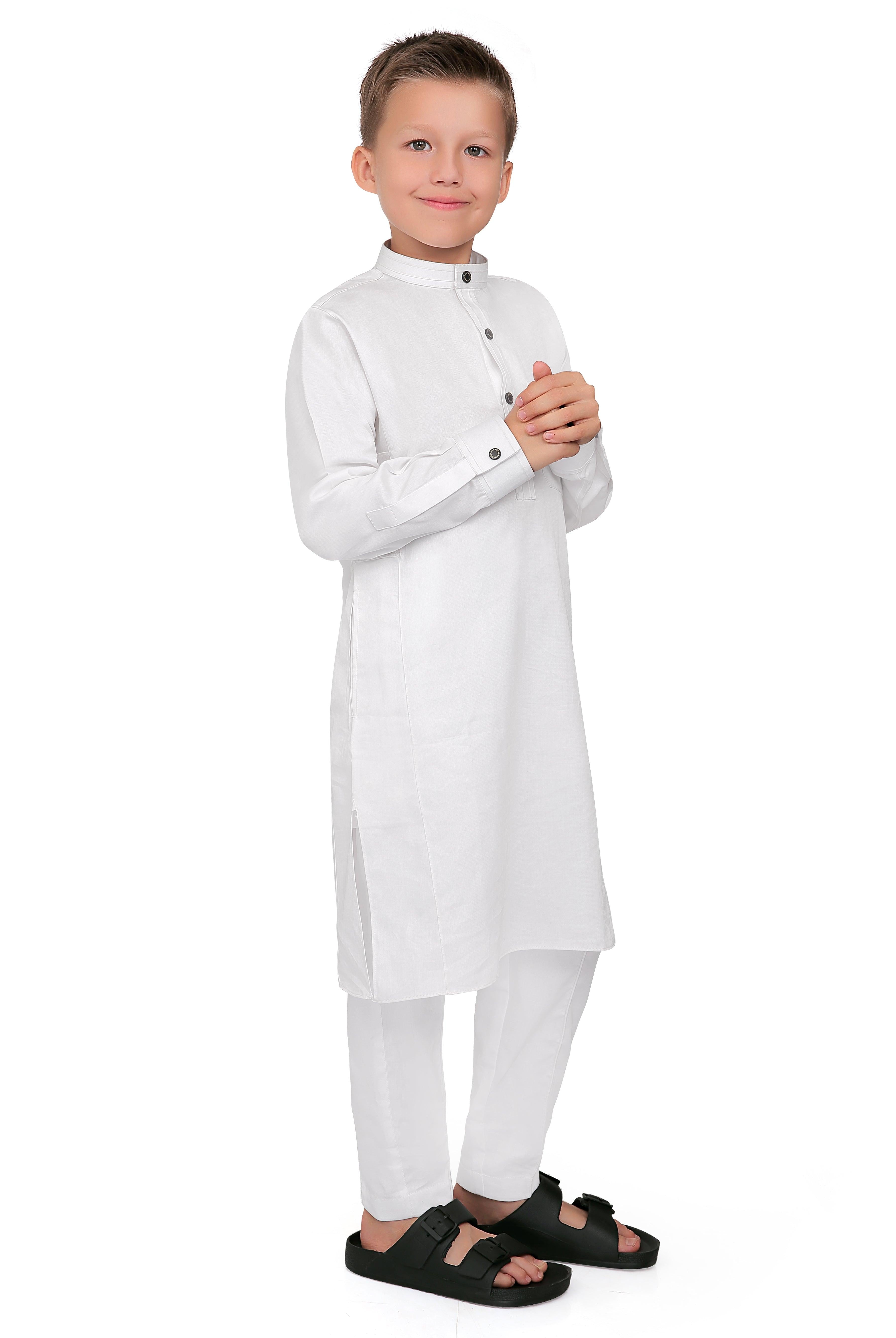 Terfi White Kali Kurta for Kids - Mashroo