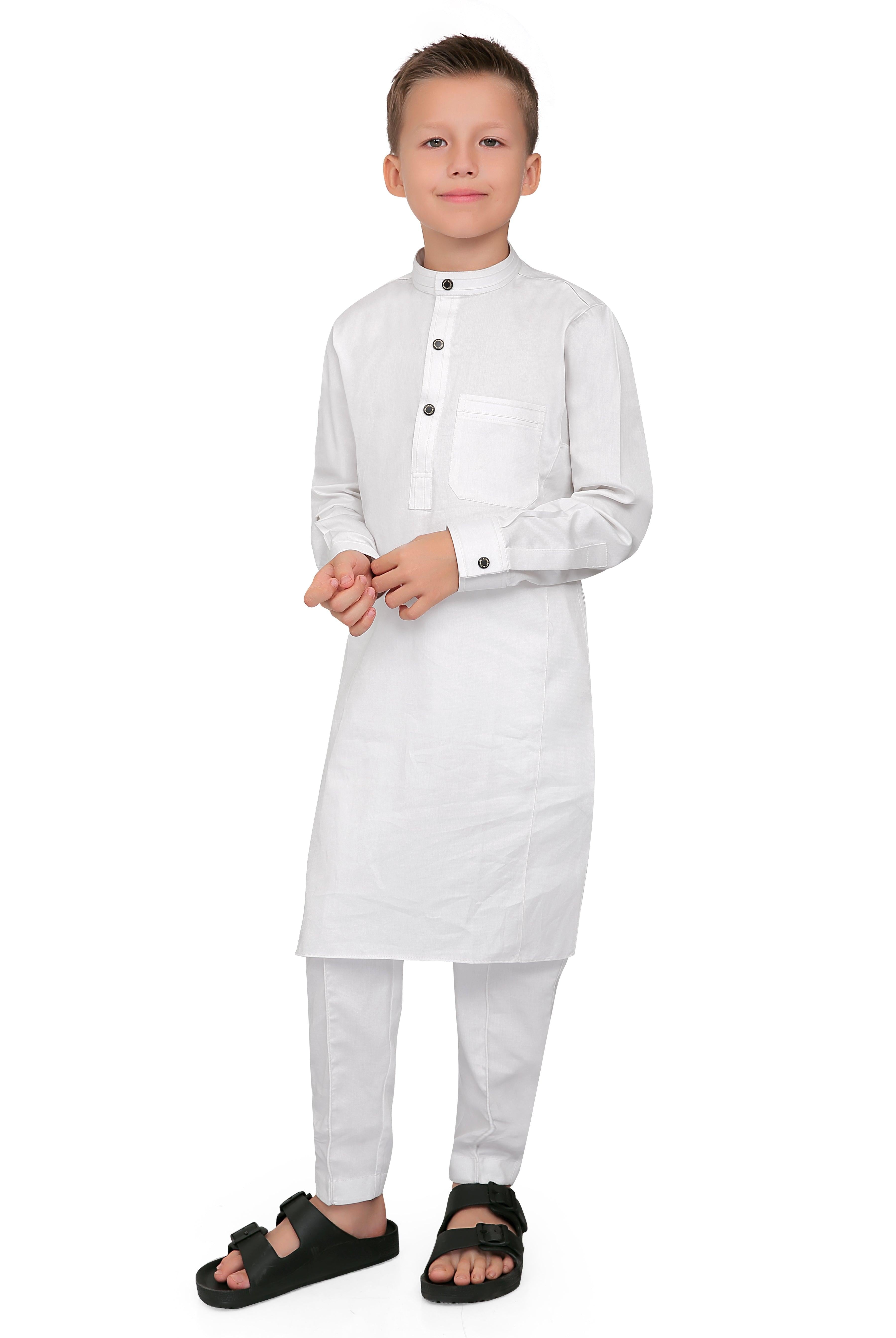 Terfi White Kali Kurta for Kids - Mashroo
