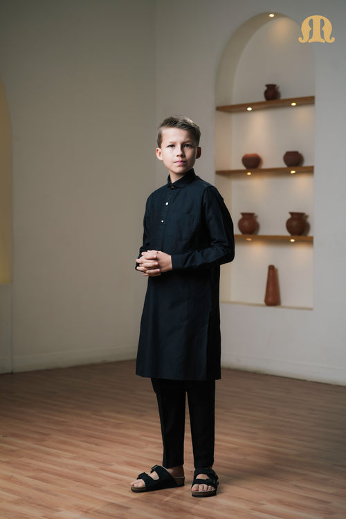 Asiri Black Kali Kurta Set Boys