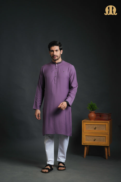 Yavan Embriodered Purple Kurta Set Men