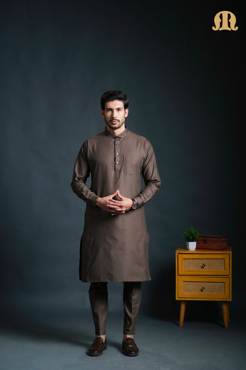 Asiri Brown Kali Kurta Set Men