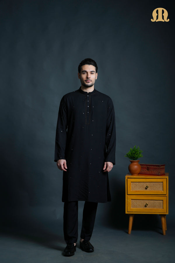 Fadeel Black Kurta Set Men