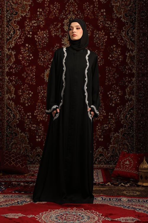 Curved Silhouette Embellished Abaya