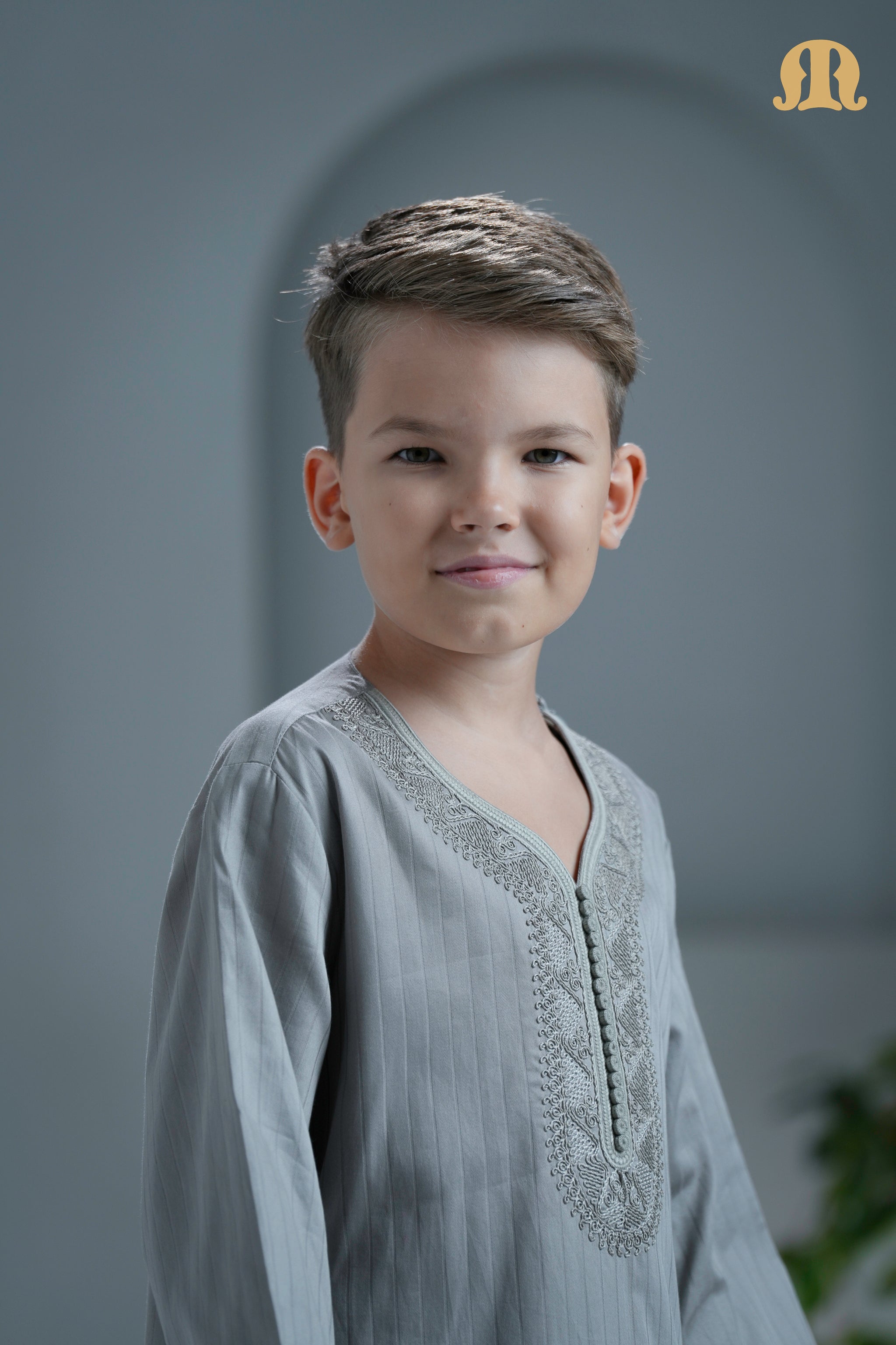 Zagora Grey Moroccan Thobe for Kids