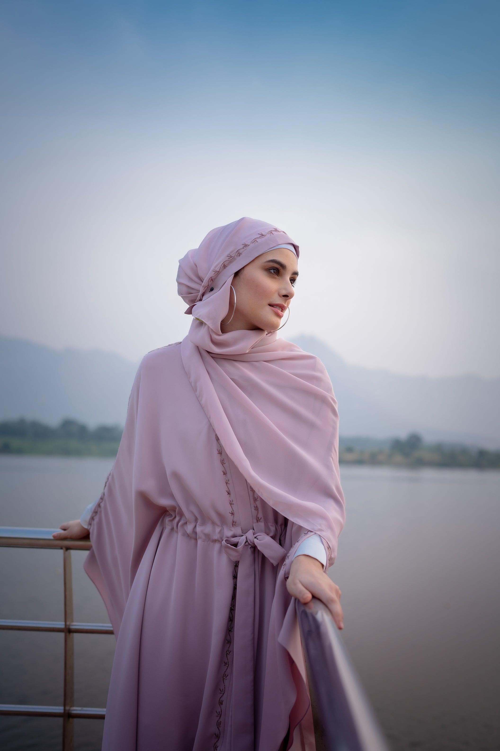 Pink Light Handwork Abaya - Mashroo