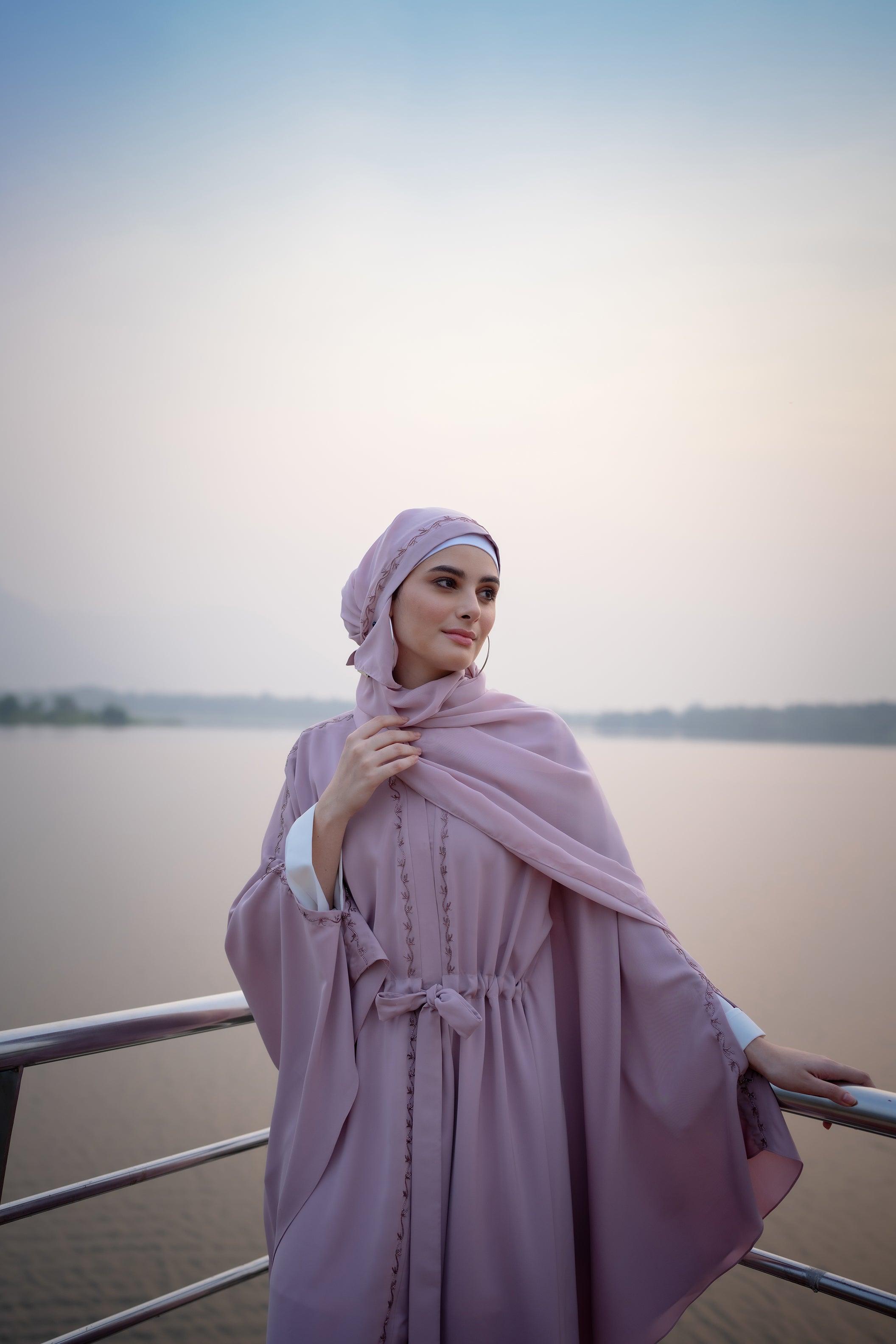 Pink Light Handwork Abaya - Mashroo