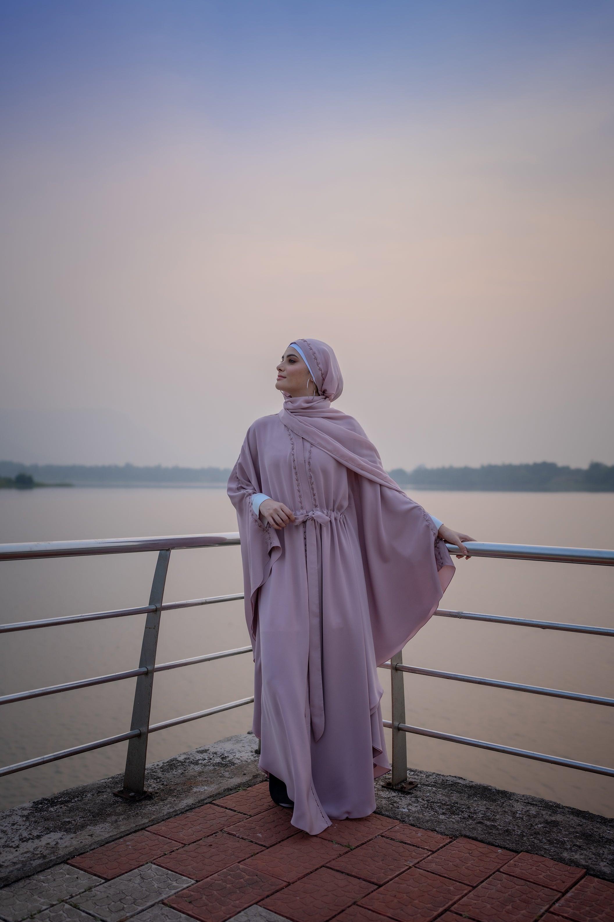 Pink Light Handwork Abaya - Mashroo