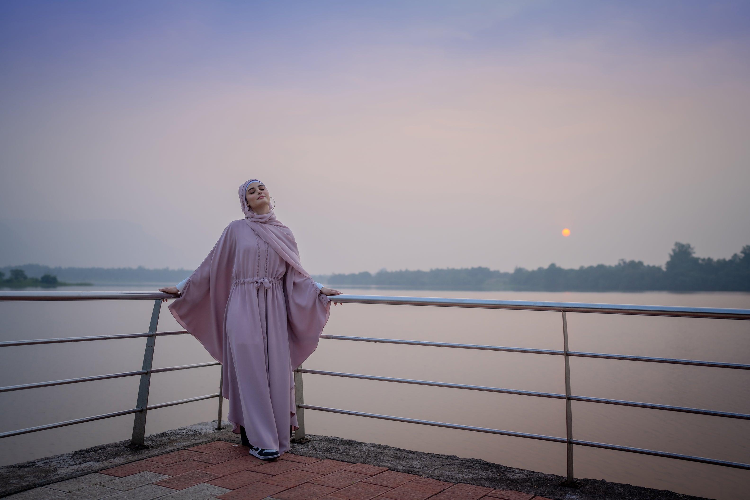 Pink Light Handwork Abaya - Mashroo