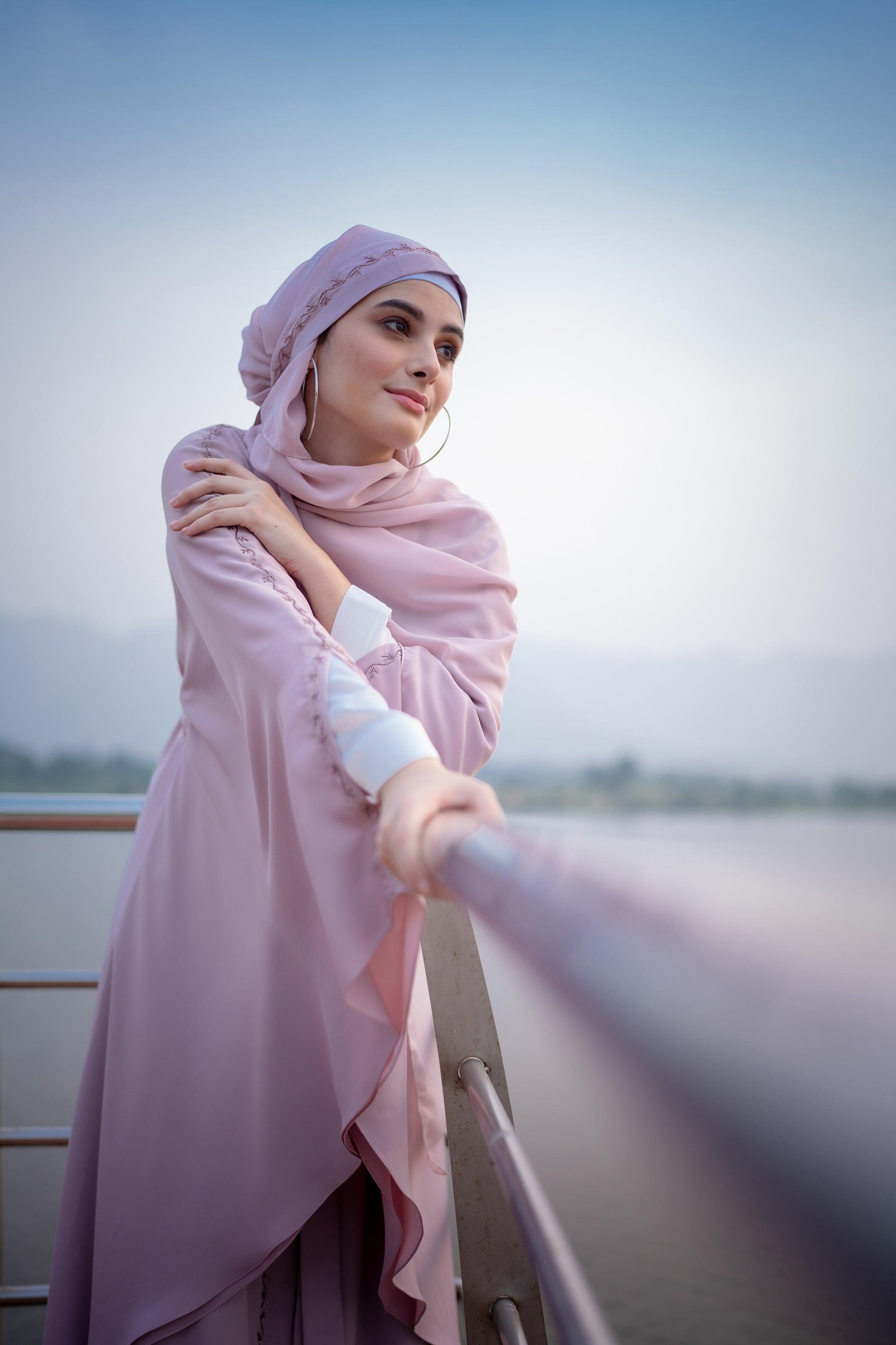 Pink Light Handwork Abaya - Mashroo