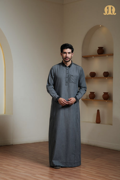 Black Koto Denim Thobe Mens