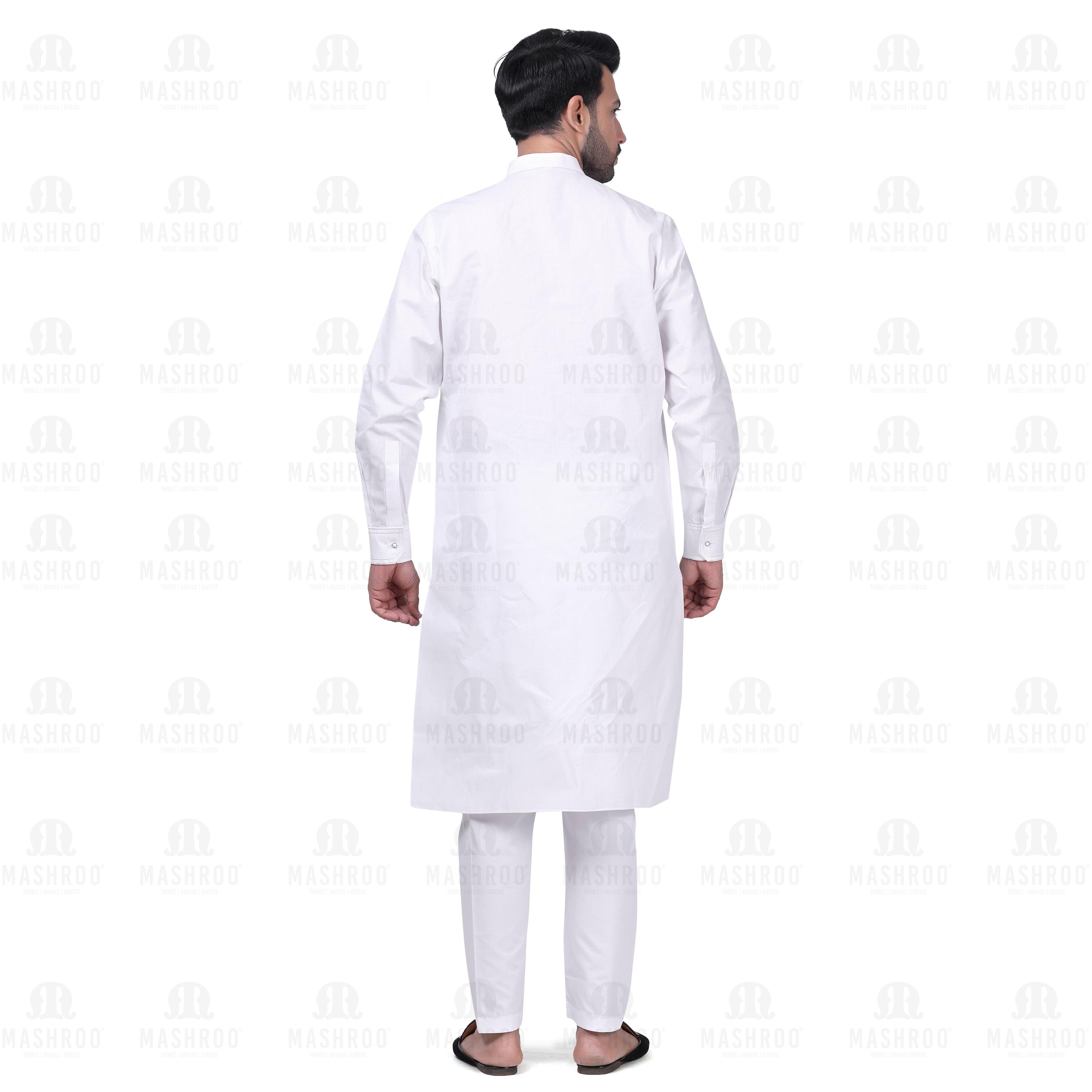 Yuksek Floral Kurta Set Men White - Mashroo