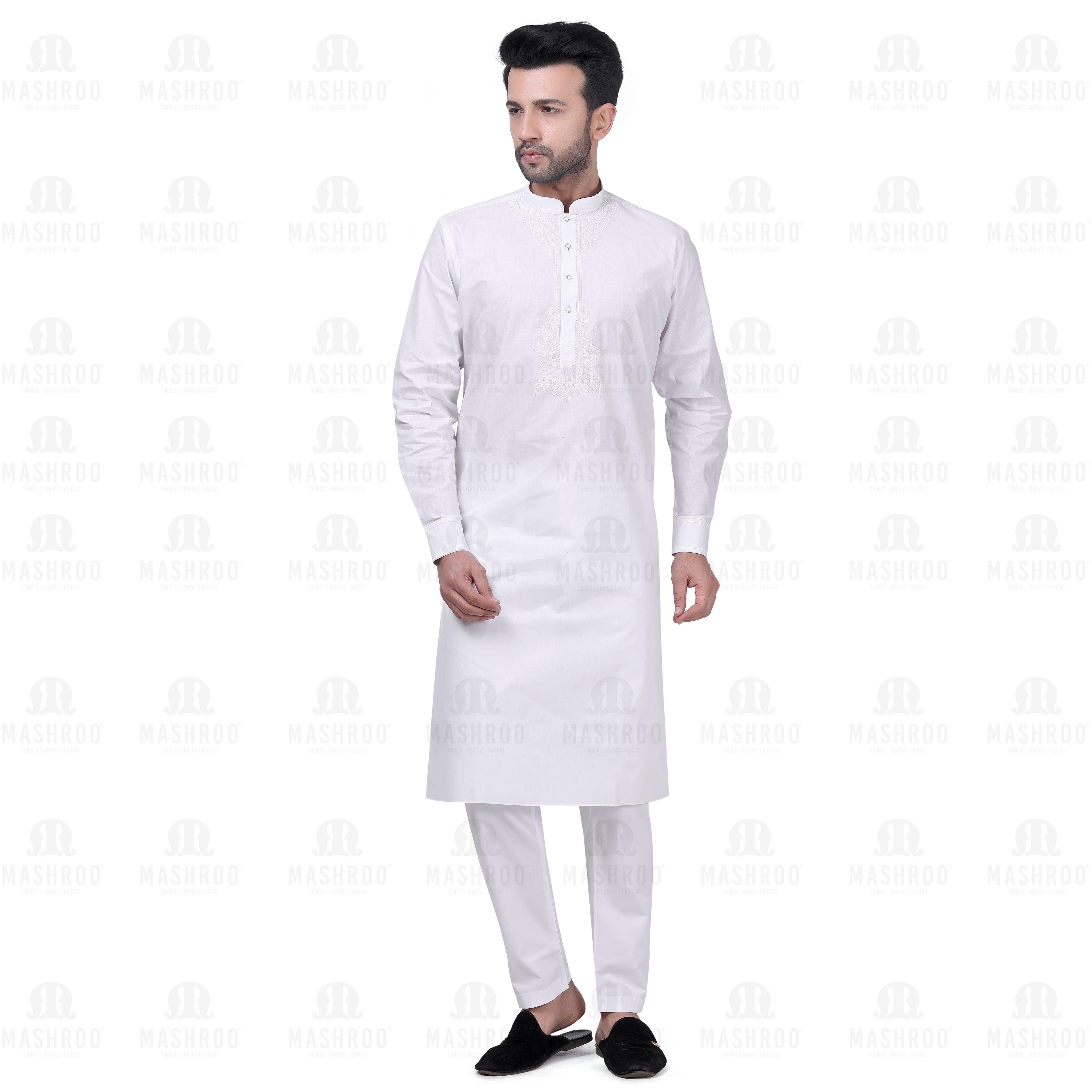 Yuksek Floral Kurta Set Men White - Mashroo