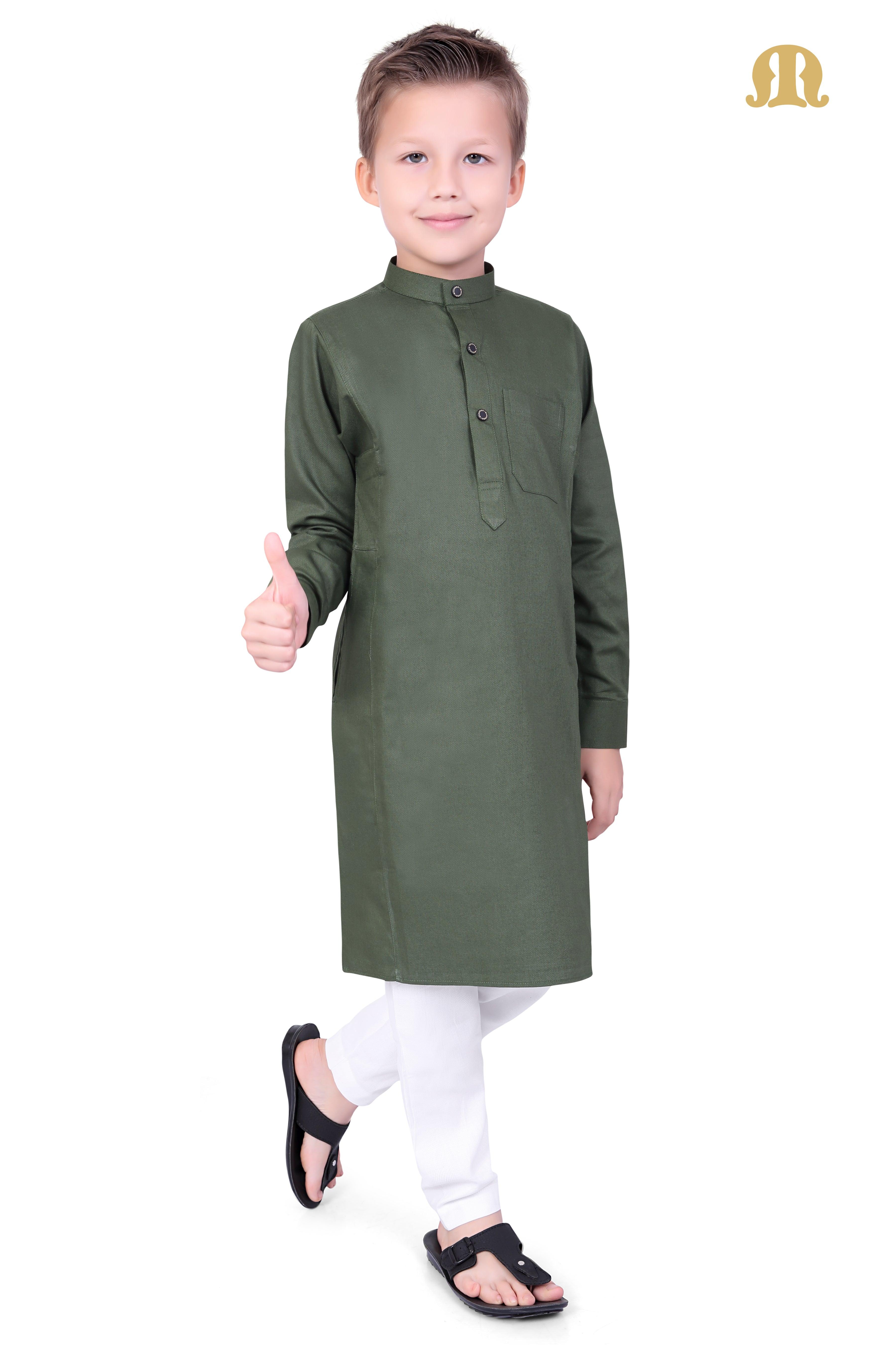Green Kali Kurta for Kids - Mashroo