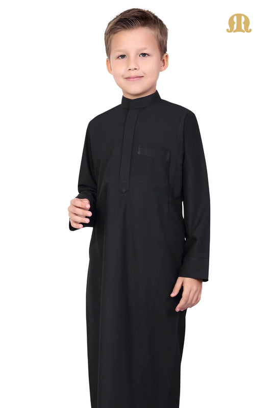 Black Aplos Saudi Thobe for Kids - Mashroo