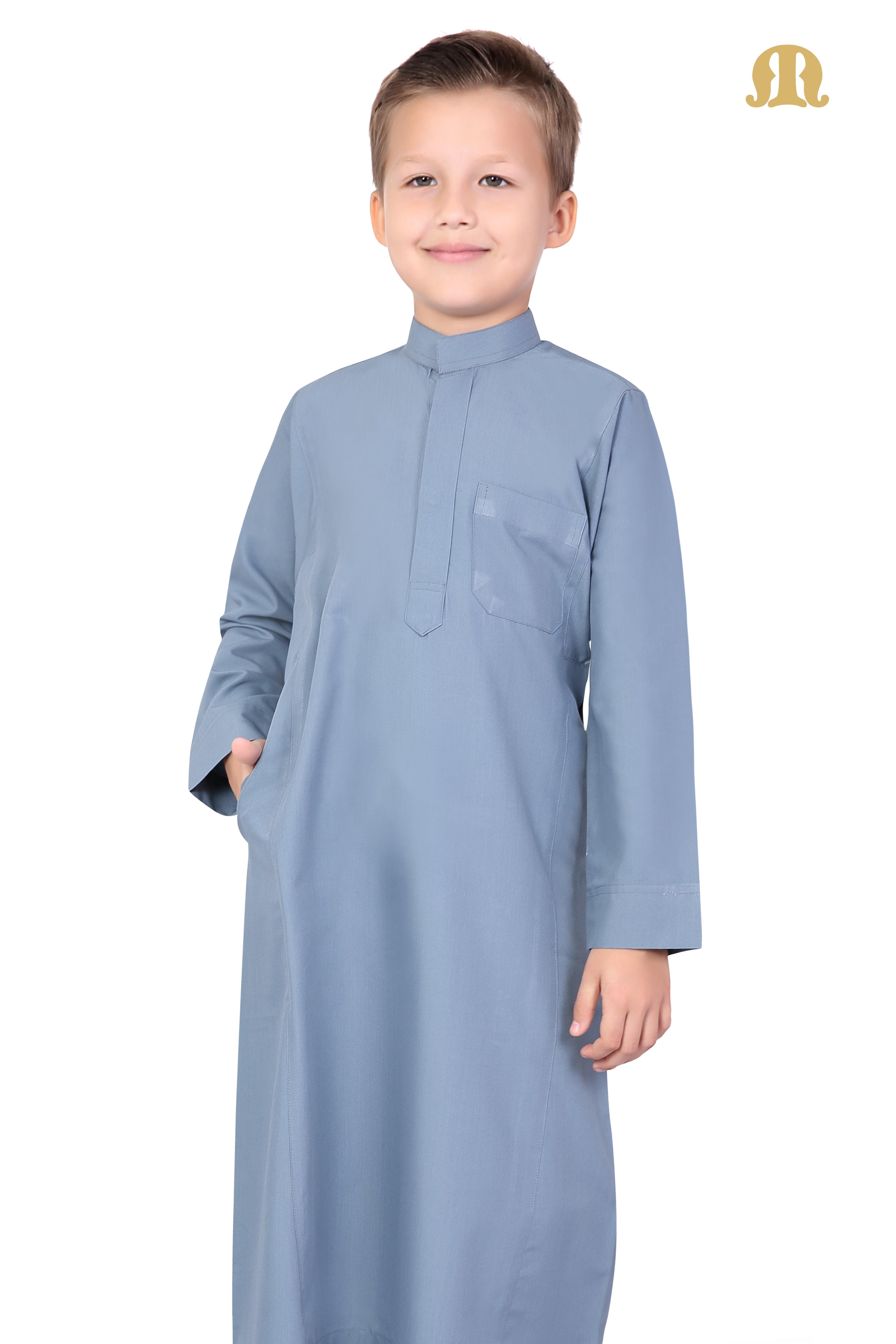 Powder Blue Aplos Saudi Thobe for Boys - Mashroo