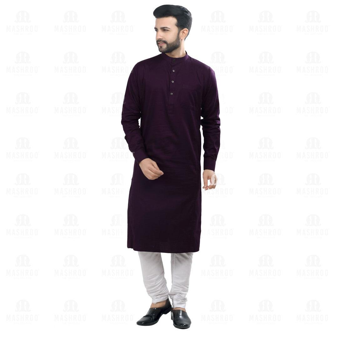 Purple Kali Kurta Set For Men - Mashroo