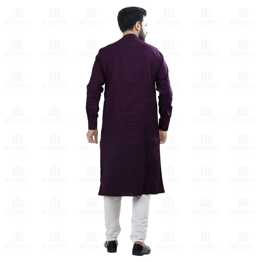 Purple Kali Kurta Set For Men - Mashroo