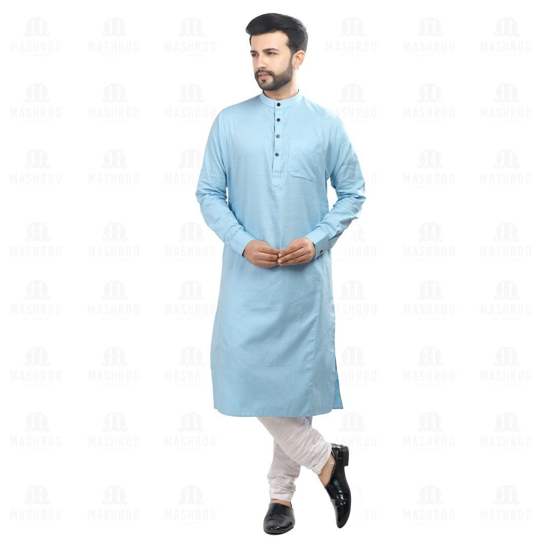 Sky Blue Kali Kurta for Men - Mashroo