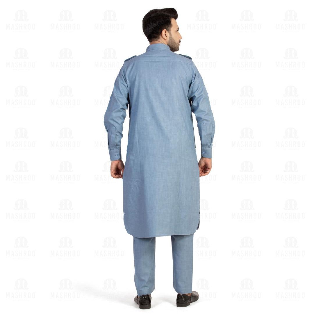 Powder Blue Pathani Suit for Men - Mashroo