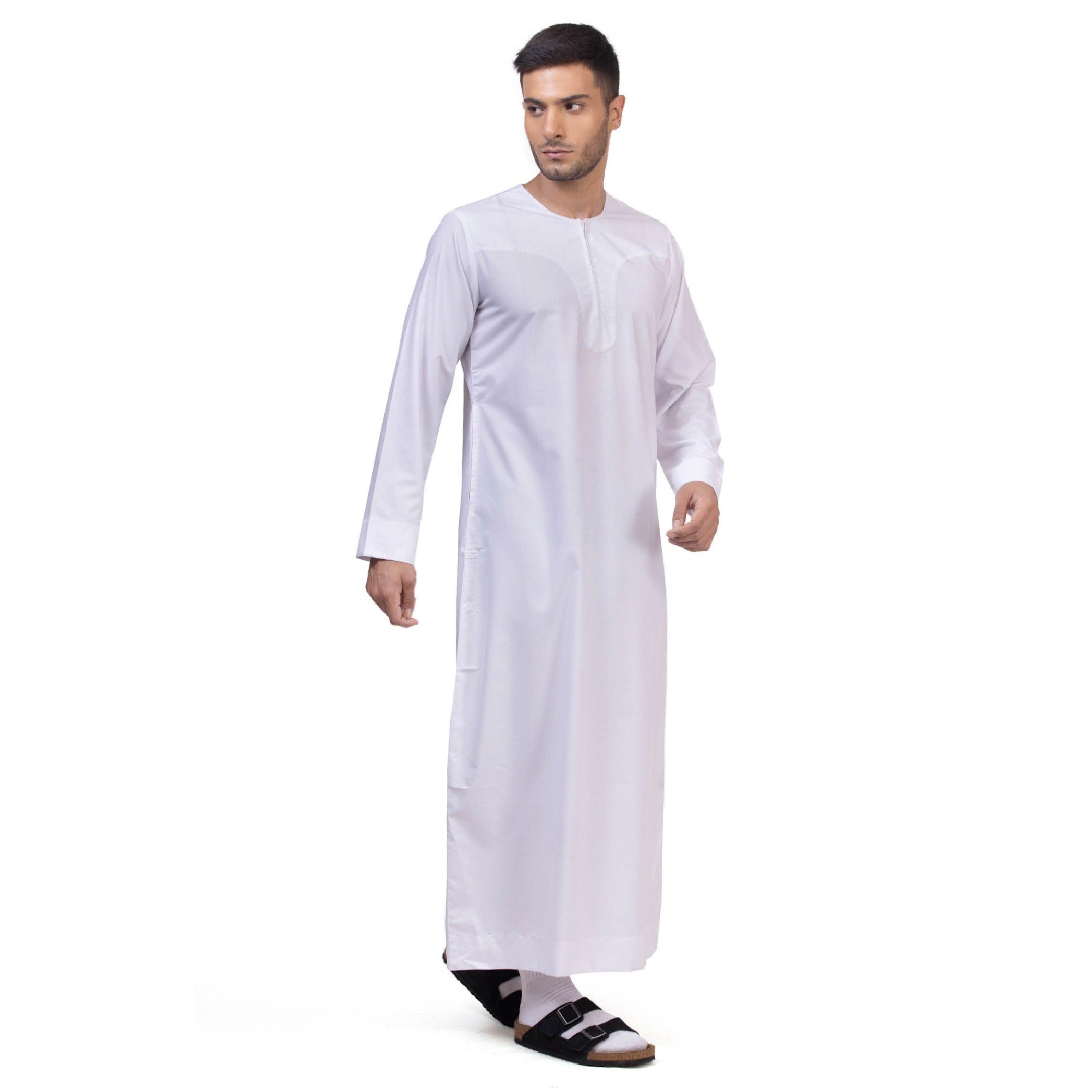New White Aplos Omani Thobe for Men - Mashroo
