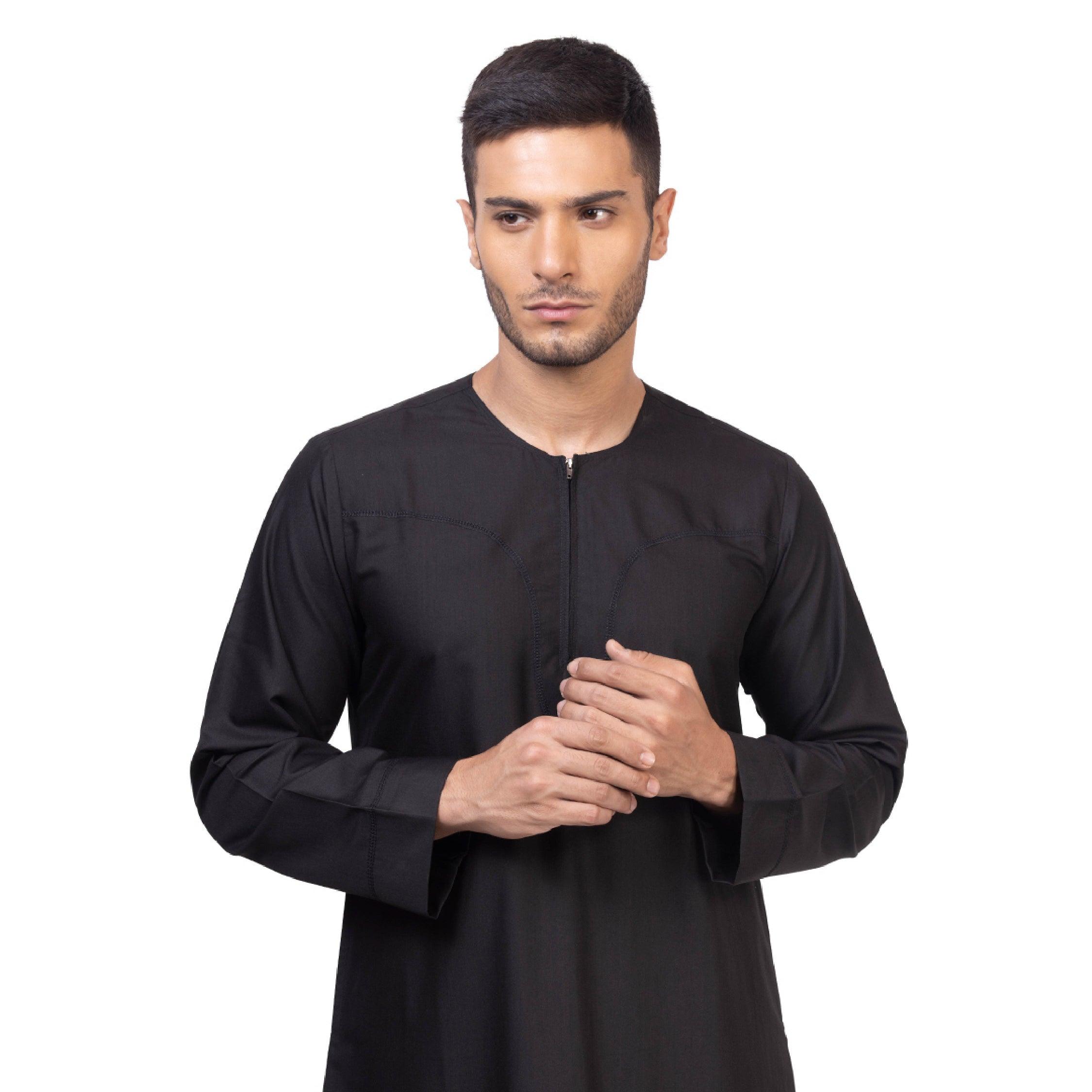 New Black Aplos Omani Thobe for Men - Mashroo