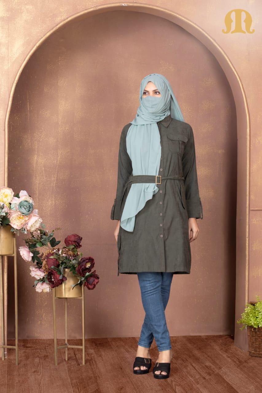 Bottle Green Felt Tunic for Women - Mashroo