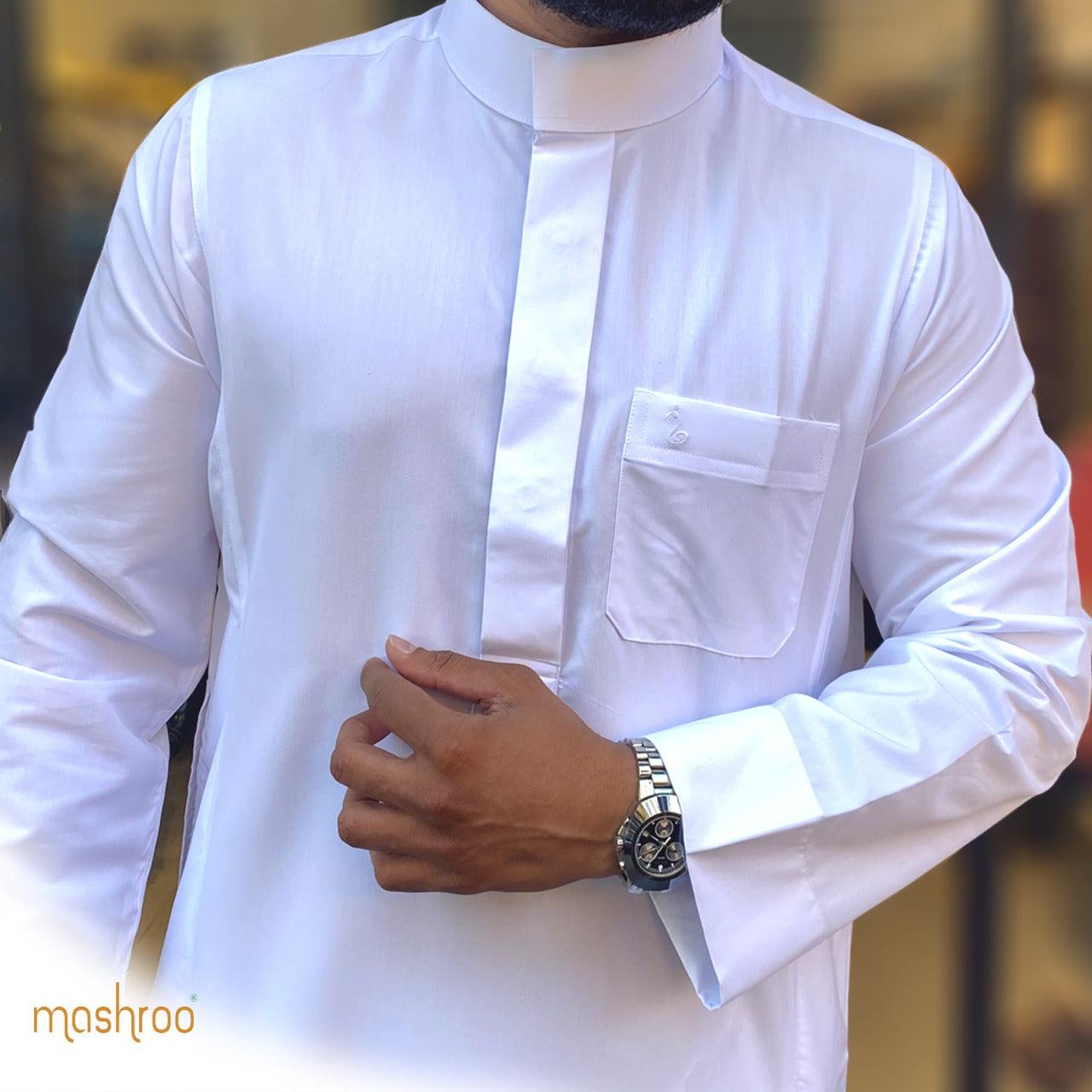 White Lulu Thobe for Men - Mashroo