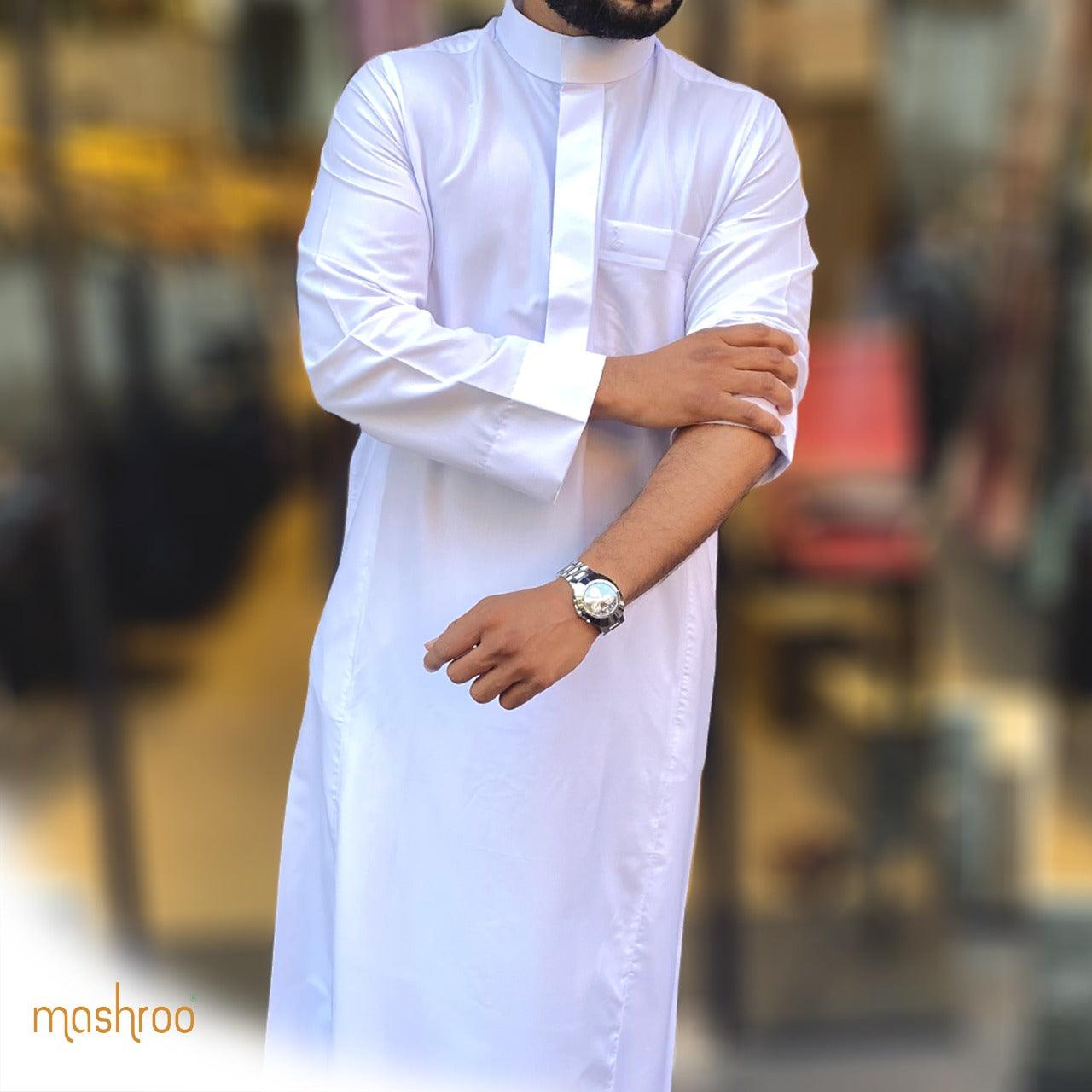 White Lulu Thobe for Men - Mashroo