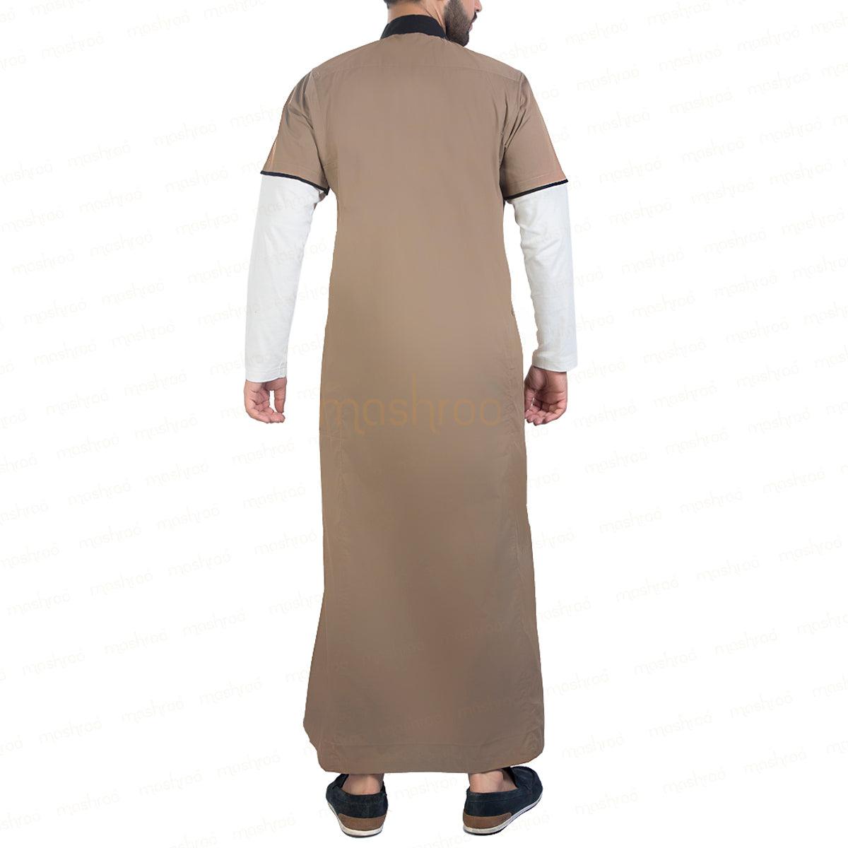 Brown A La Mode Thobe for Men - Mashroo