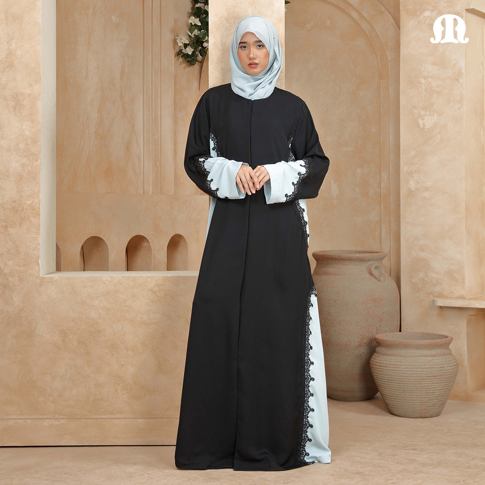 Vita Black & Sky Blue Abaya