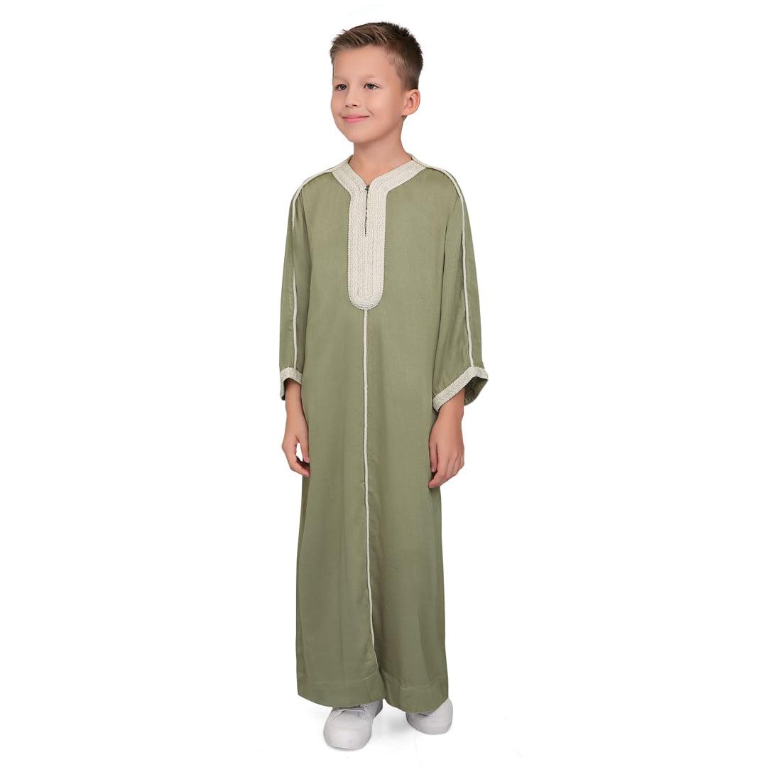 Firas Moroccan Green Thobe for Kids - Mashroo