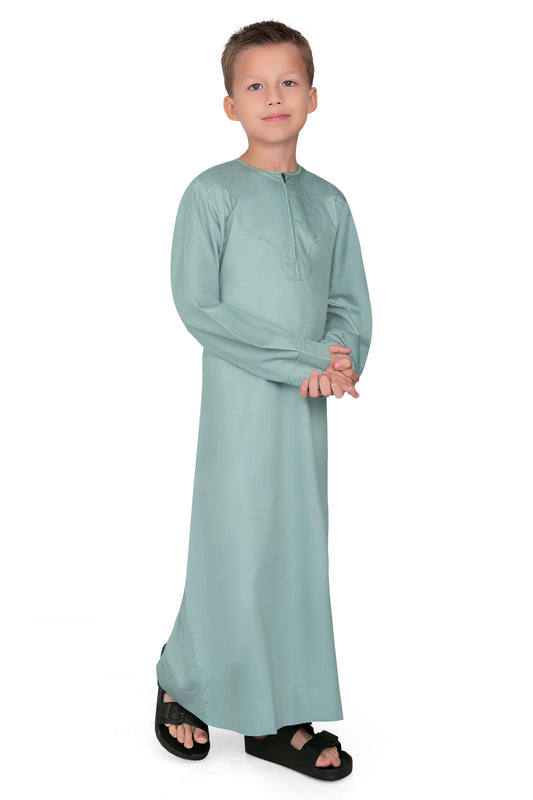 Kurvig Omani Green Thobe for Kids - Mashroo