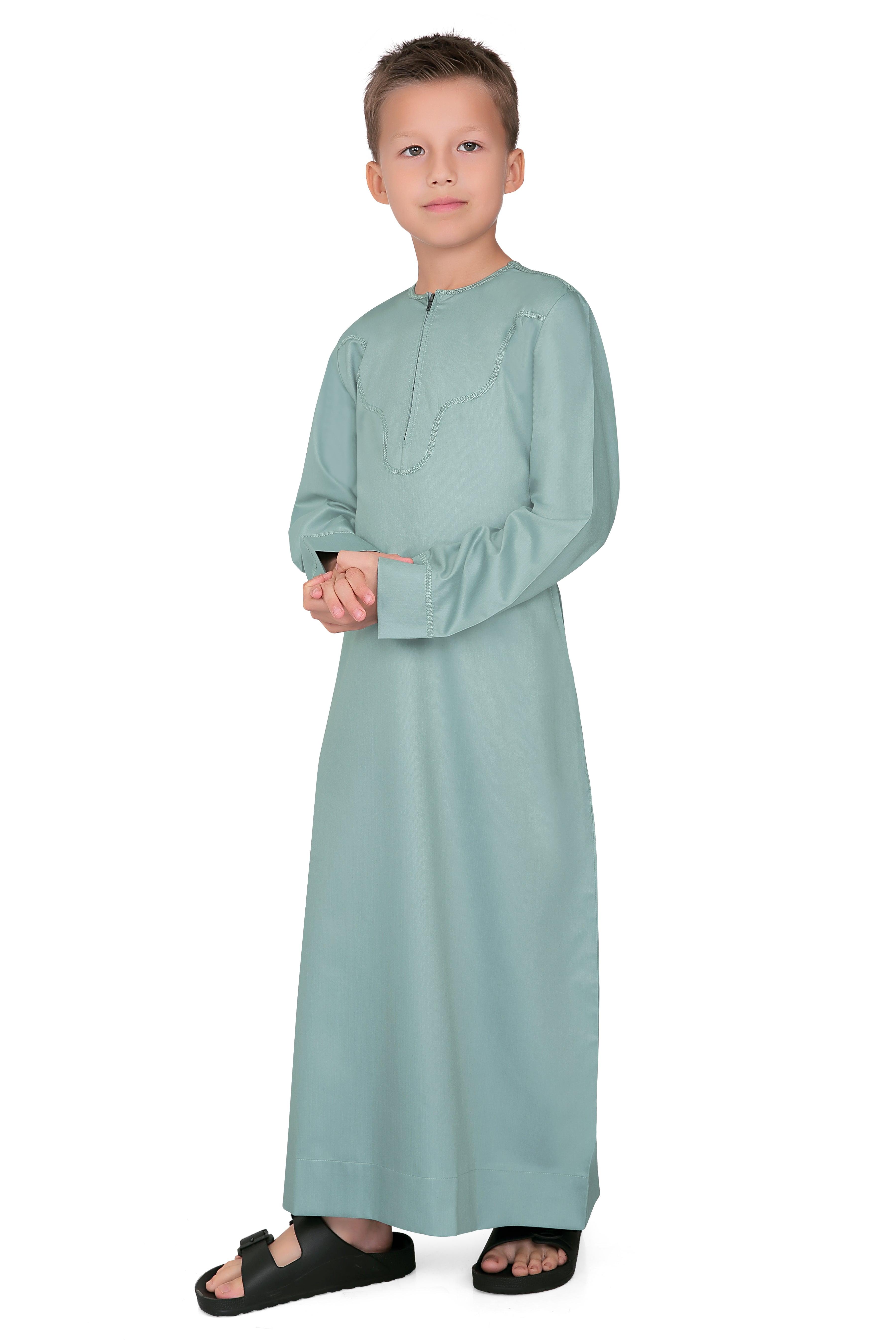 Kurvig Omani Green Thobe for Kids - Mashroo