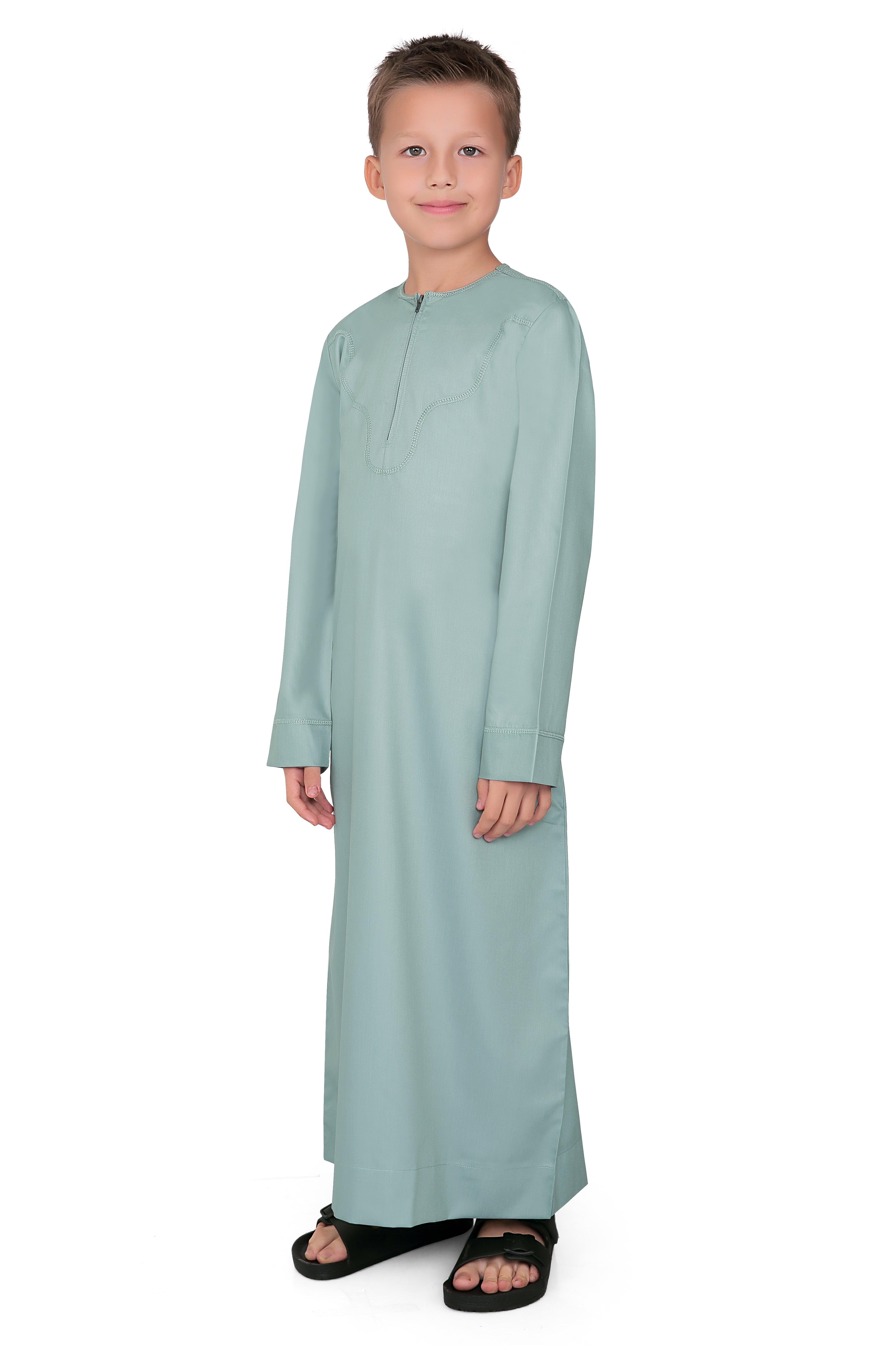 Kurvig Omani Green Thobe for Kids - Mashroo