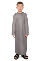 Kurvig Omani Brown Thobe for Kids - Mashroo