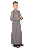 Kurvig Omani Brown Thobe for Kids - Mashroo