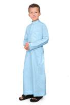 Kurvig Saudi Sky Blue Thobe for Kids - Mashroo