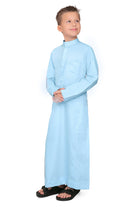 Kurvig Saudi Sky Blue Thobe for Kids - Mashroo