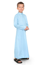 Kurvig Saudi Sky Blue Thobe for Kids - Mashroo