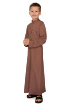 Kurvig Saudi Brown Thobe for Kids - Mashroo