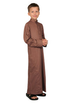 Kurvig Saudi Brown Thobe for Kids - Mashroo