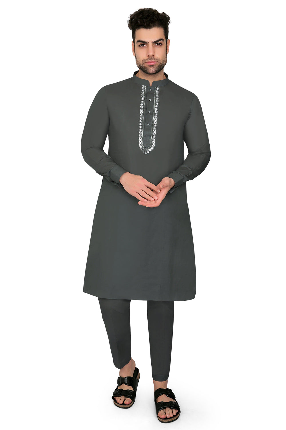 अह्यान कुर्ता सेट आर्मी ग्रीन