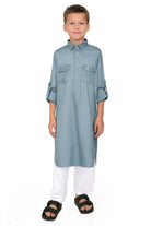 Oday Grey Pathani Suit for Kids - Mashroo