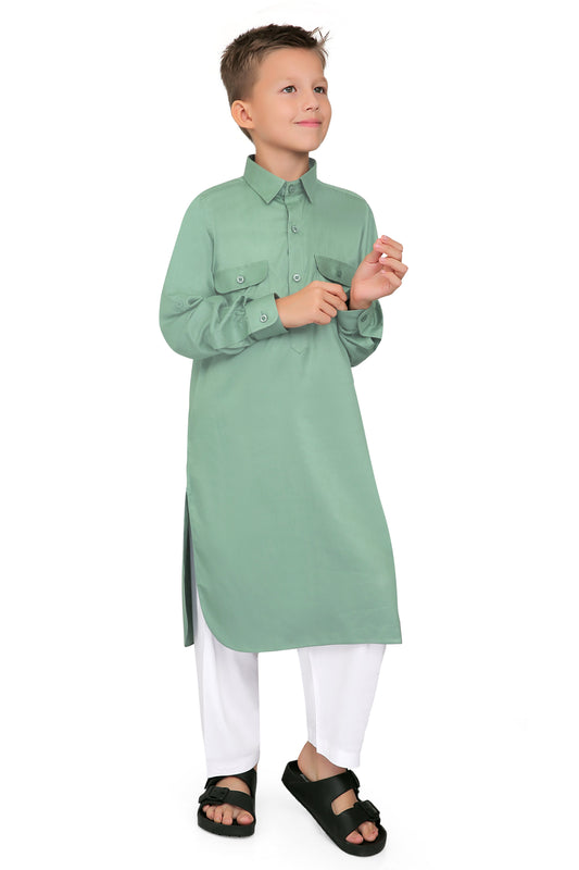 Oday Grey Pathani Suit for Boys