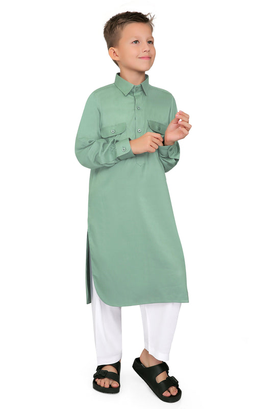 Oday Green Pathani Suit for Boys
