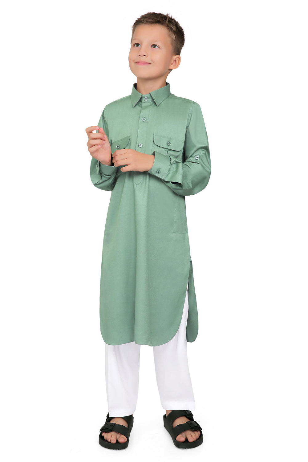 Oday Green Pathani Suit for Kids - Mashroo
