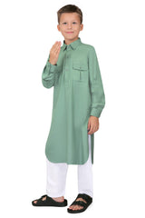 Oday Green Pathani Suit for Kids - Mashroo