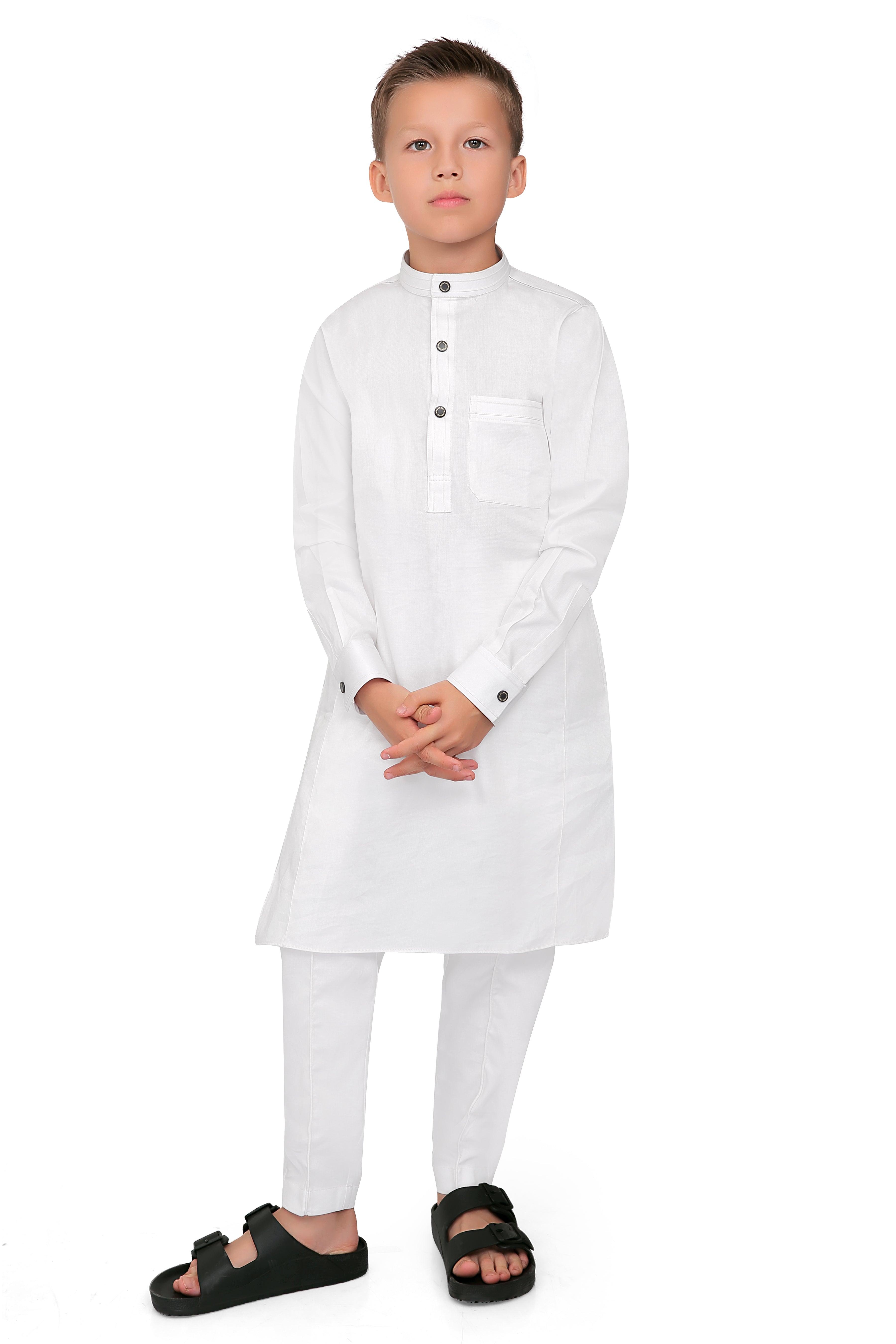 Terfi White Kali Kurta for Boys - Mashroo