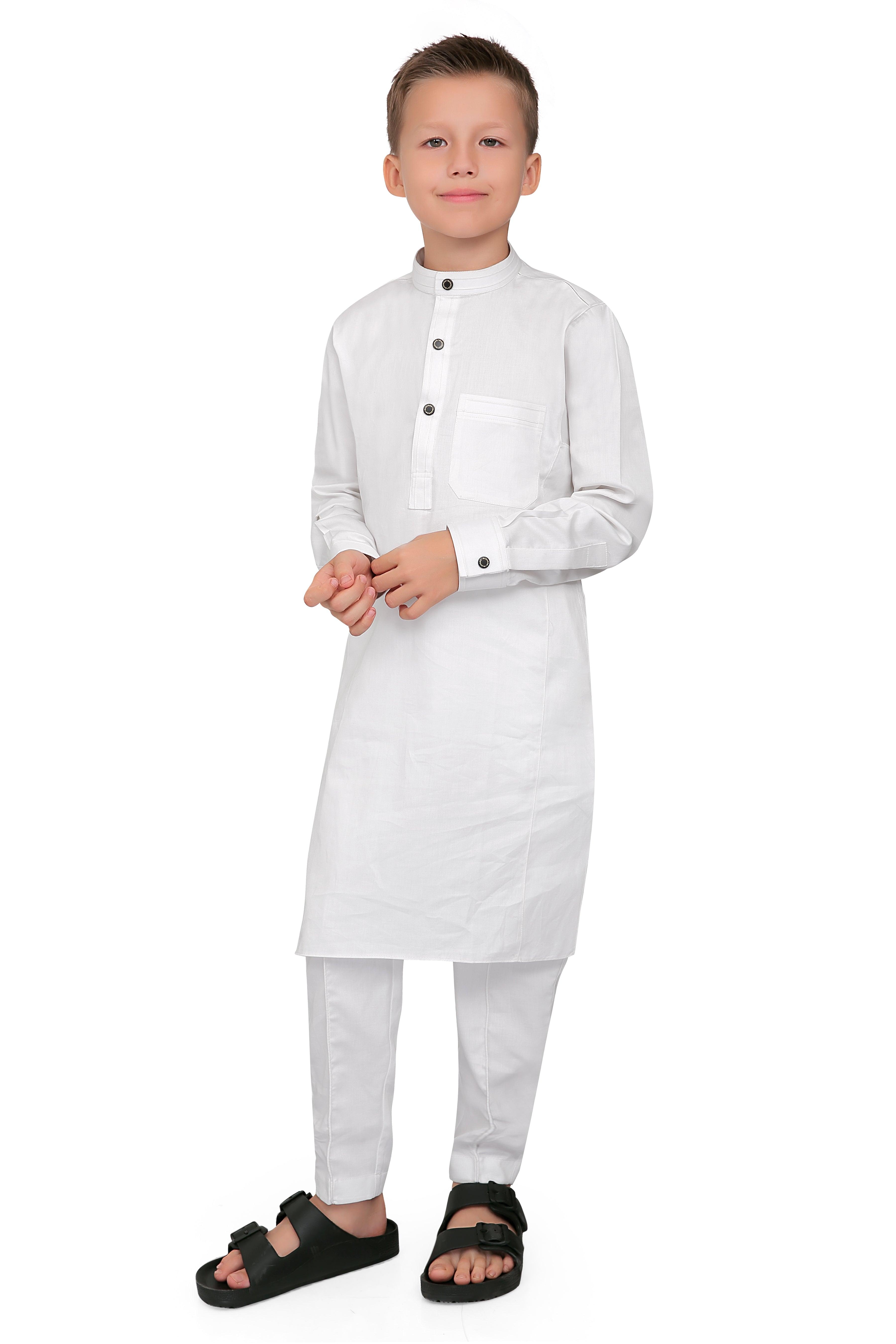 Terfi White Kali Kurta for Boys - Mashroo